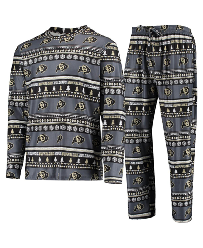 Concepts Sport Black Colorado Buffaloes Ugly Sweater Long Sleeve T-shirt And Pants Sleep Set In Black