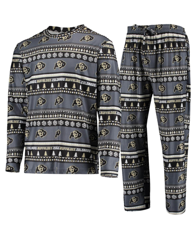 Concepts Sport Black Colorado Buffaloes Ugly Sweater Long Sleeve T-shirt And Pants Sleep Set In Black