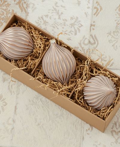 Shop Seasonal Gesso Onion Glass Ornament 100 Millimeter, Set Of 3 In Shitake