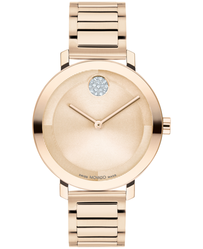 Movado Women's Bold Evolution 2.0 Rose-goldtone Stainless Steel, Ceramic & Crystal Bracelet Watch/34mm In Rose Gold-tone