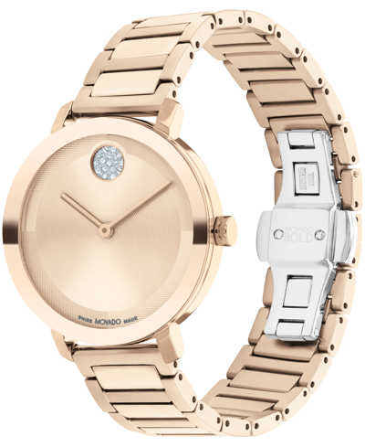 Shop Movado Women's Bold Evolution 2.0 Swiss Quartz Ionic Plated Carnation Gold-tone Steel Watch 34mm In Rose Gold-tone