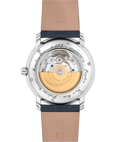Frederique Constant Men's Swiss Automatic Classics Navy Leather Strap Watch 40mm In Navy