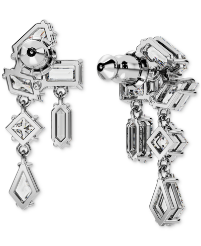Swarovski Silver-tone Mesmera Crystal Cluster Drop Earrings In Silver