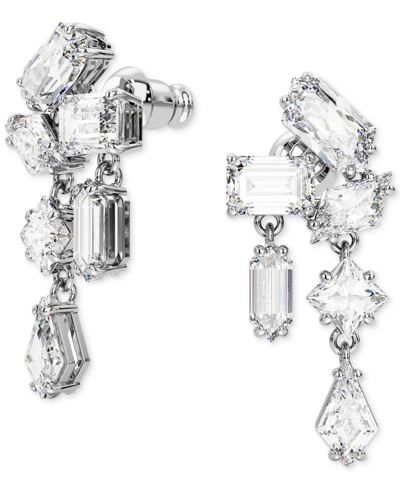 Swarovski Silver-tone Mesmera Crystal Cluster Drop Earrings In Silver