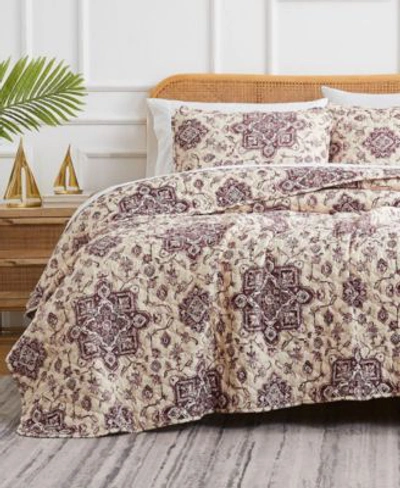 Southshore Fine Linens Persia Oversized Quilt Set In Eggplant