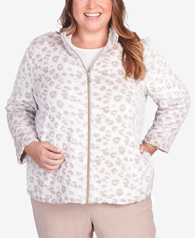 Shop Alfred Dunner Plus Size St.moritz Sculpted Mock Neck Animal Jacket In Fawn