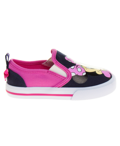 Shop Disney Little Girls Minnie Mouse Slip On Canvas Sneakers In Navy,fuchsia