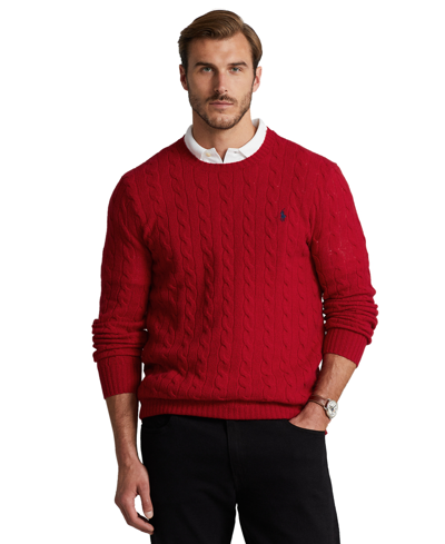 Shop Polo Ralph Lauren Men's Big & Tall Cable-knit Wool-cashmere Sweater In Park Ave Red