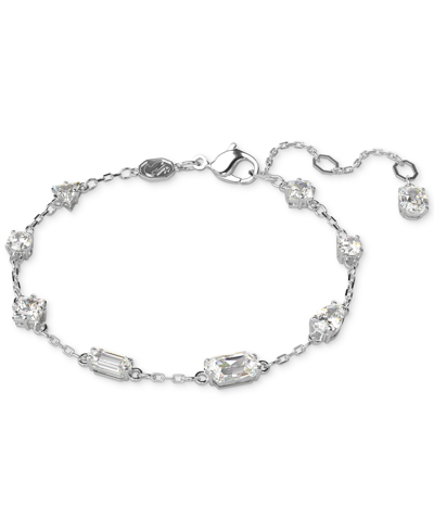 Swarovski Silver-tone Mixed Crystal Station Flex Bracelet In Silver