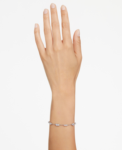 Swarovski Silver-tone Mixed Crystal Station Flex Bracelet In Silver