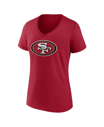 Fanatics Branded Christian Mccaffrey  Scarlet San Francisco 49ers Player Icon Name & Number V-neck T In Scarlet