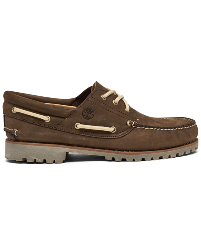 Shop Timberland Men's 3-eye Lug Hand Sewn Casual Boat Sneakers From Finish Line In Cocoa