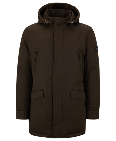 Shop Hugo Boss Boss By  Men's Down-filled Logo Patch Hooded Jacket In Open Green