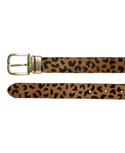 Shop Lucky Brand Women's Genuine Haircalf Leopard And Smooth Genuine Leather Reversible Belt In Brown