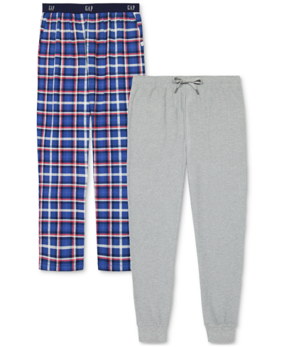 Shop Gap Men's 2-pk. Plaid Straight-leg Pajama Pants + Jogger In Blue Plaid,grey