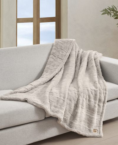 Shop Ugg Valor Textured Faux Fur Throw, 50" X 70" In Clamshell