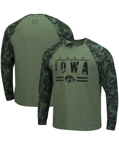 Shop Colosseum Men's  Olive, Camo Iowa Hawkeyes Oht Military-inspired Appreciation Raglan Long Sleeve T-sh In Olive,camo