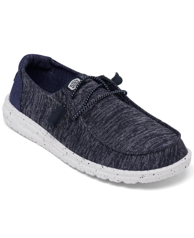 Shop Hey Dude Women's Wendy Sport Knit Casual Moccasin Sneakers From Finish Line In Blue