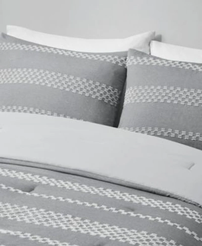 Madison Park Drew 5 Pc. Clipped Jacquard Comforter Set In Gray