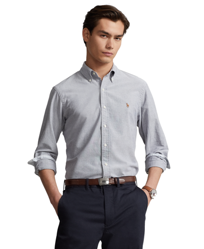 Shop Polo Ralph Lauren Men's The Iconic Cotton Oxford Shirt In Slate
