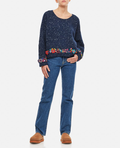 Shop Pã©ro Knit Oversize Sweater In Blue