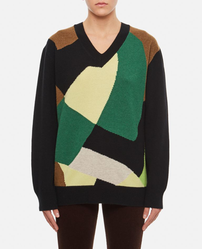Shop Plan C Wool Cashmere V Neck Sweater In Multicolor