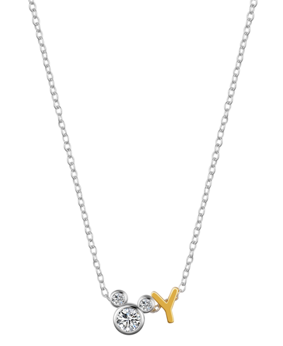 Shop Disney Unwritten  Cubic Zirconia Mickey Mouse Initial Pendant Necklace In Yellow Two-y
