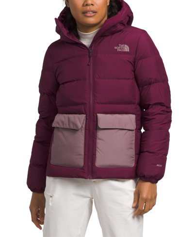 Shop The North Face Women's Gotham Hooded Jacket In Boysenberry,fawn Grey
