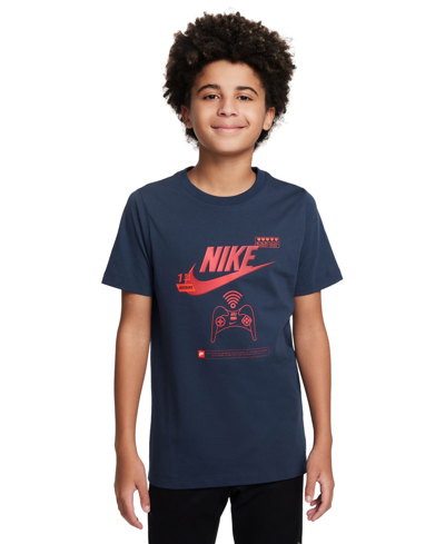 Shop Nike Big Kids Sportswear Printed T-shirt In Midnight Navy
