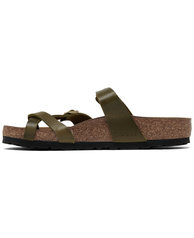 Shop Birkenstock Women's Mayari Oiled Leather Sandals From Finish Line In Olive Green