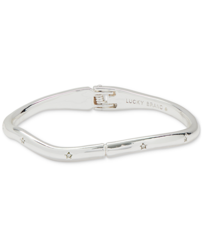 Shop Lucky Brand Silver-tone Pave Star-accented Bangle Bracelet