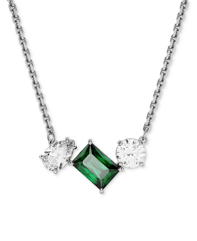 Shop Swarovski Rhodium-plated Mixed Crystal Pendant Necklace, 15" + 2-3/4" Extender In Green