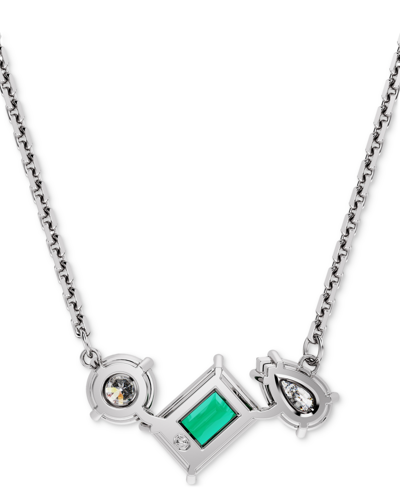 Swarovski Rhodium-plated Mixed Crystal Pendant Necklace, 15" + 2-3/4" Extender In Green