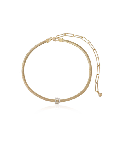 Shop Ettika Initial Herringbone 18k Gold Plated Necklace In Letter D