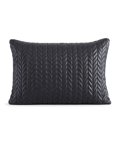 Shop Karl Lagerfeld Chevron Quilted Decorative Pillow, 18" X 12" In Black