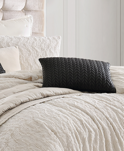 Karl Lagerfeld Chevron Quilted Decorative Pillow, 18" X 12" In Black