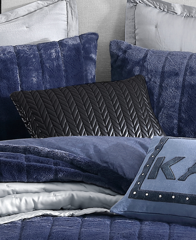 Karl Lagerfeld Chevron Quilted Decorative Pillow, 18" X 12" In Black