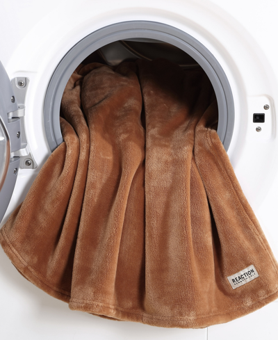 Kenneth Cole Reaction Solid Ultra Soft Plush Fleece Blanket In Ginger Orange