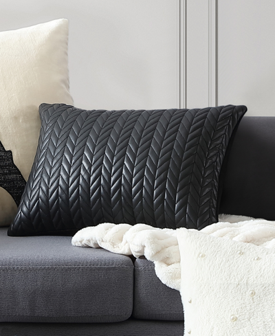 Karl Lagerfeld Chevron Quilted Decorative Pillow, 18" X 12" In Black