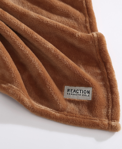 Kenneth Cole Reaction Solid Ultra Soft Plush Fleece Blanket In Ginger Orange