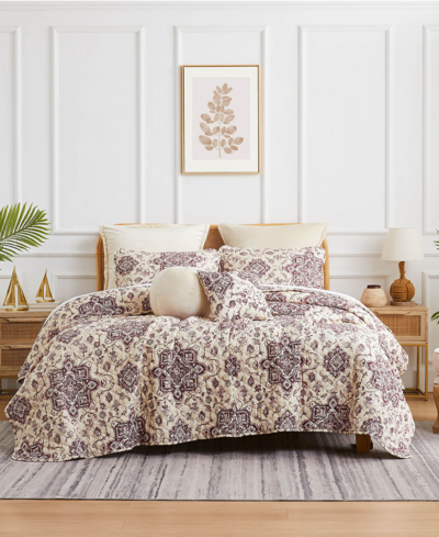 Shop Southshore Fine Linens Persia 7 Piece Quilt Set, King/california King In Eggplant