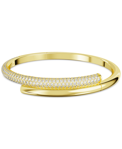 Shop Swarovski Pave Crossover Bangle Bracelet In Gold