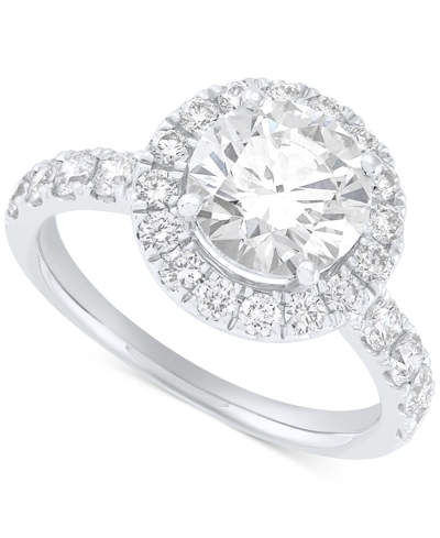 Shop Grown With Love Igi Certified Lab Grown Diamond Halo Engagement Ring (3 Ct. T.w.) In 14k White Gold