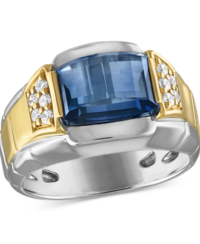 Bulova Men's Classic Lab Created Sapphire & Diamond (1/4 Ct. T.w.) Ring In 14k Gold-plated Sterling Silver In Na