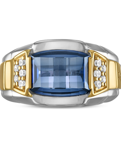 Bulova Men's Classic Lab Created Sapphire & Diamond (1/4 Ct. T.w.) Ring In 14k Gold-plated Sterling Silver In Na