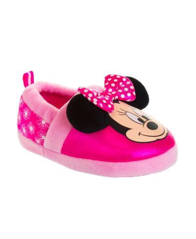 Shop Disney Little Girls Minnie Mouse Dual Sizes House Slippers In Fuchsia,pink
