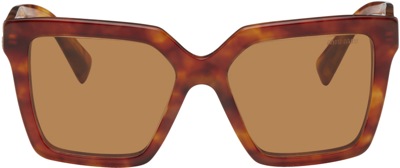 Shop Miu Miu Tortoiseshell Oversized Square Sunglasses In 4bw2z1