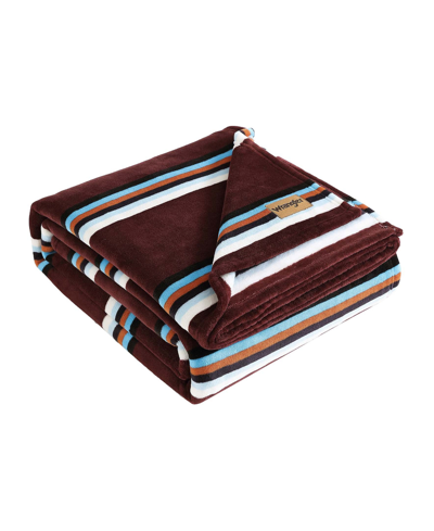 Shop Wrangler Western Saddle Stripe Ultra Soft Plush Blanket, Twin In Burgundy Red