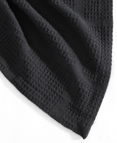 Shop Kenneth Cole New York Essentials Waffle Grid Cotton Dobby Blanket, Full/queen In Black