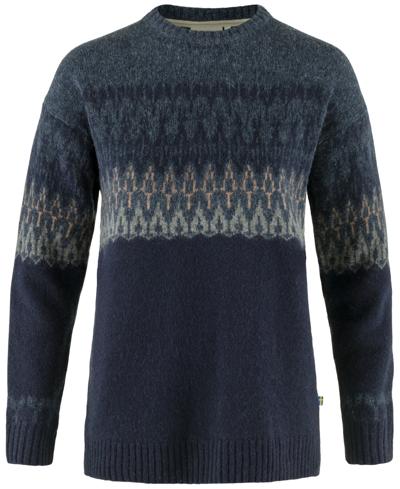 Shop Fjall Raven Women's Ovik Path Wool Jacquard-knitted Sweater In Dark Navy-navy
